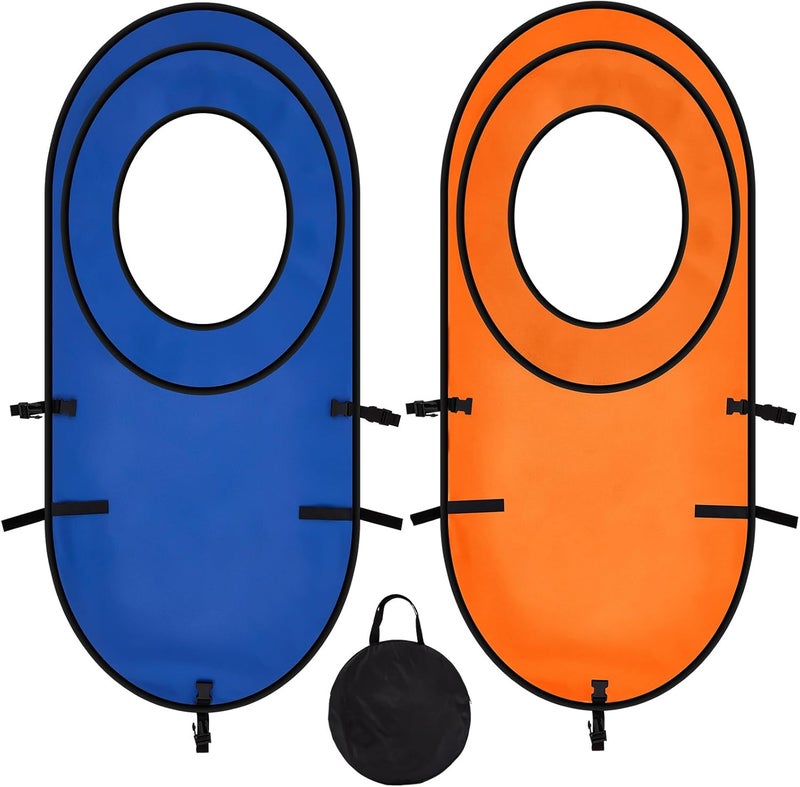 Arrowbash 2pcs Large Pop up Tennis Targets Detachable Training Rings 600d Oxford Cloth Tennis Serve Training Aid with Carry Bag, Blue/Orange - Image 1